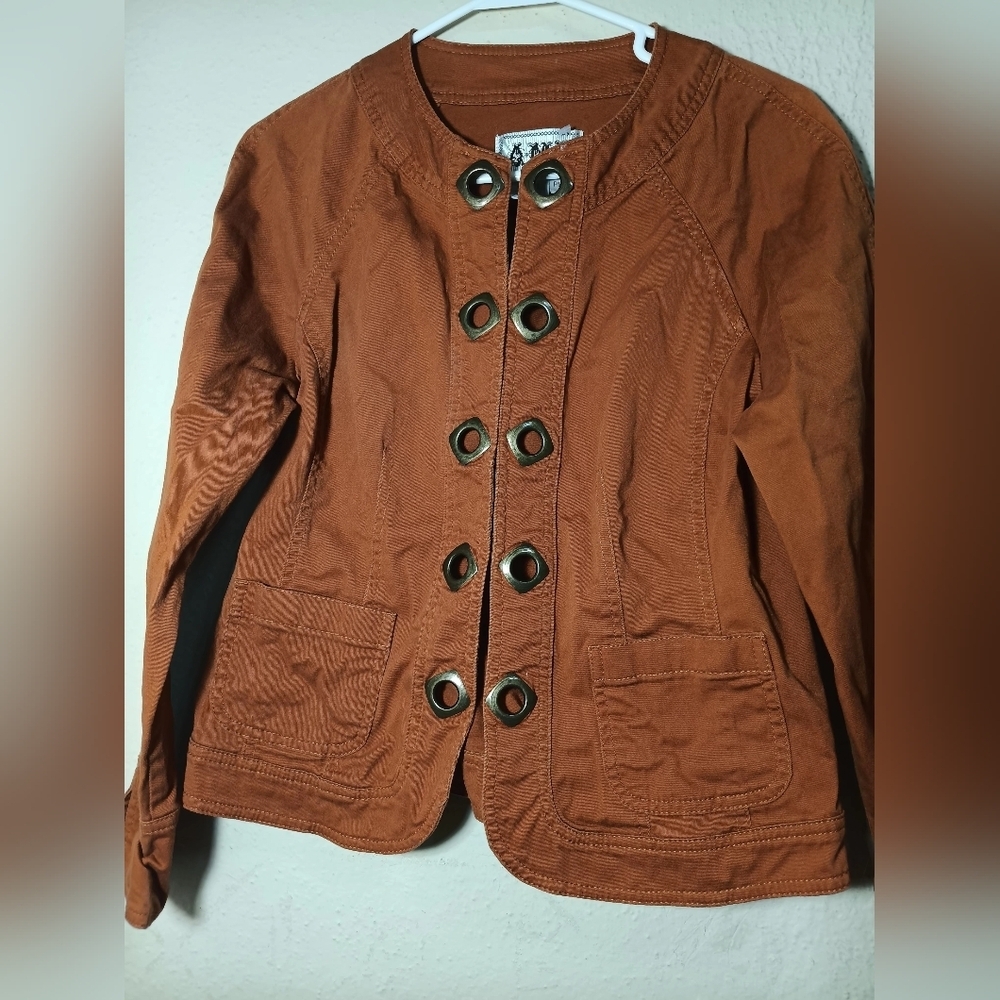 Ami Women's Rust Utility Jacket with Grommet Accents - Picture 2 of 7